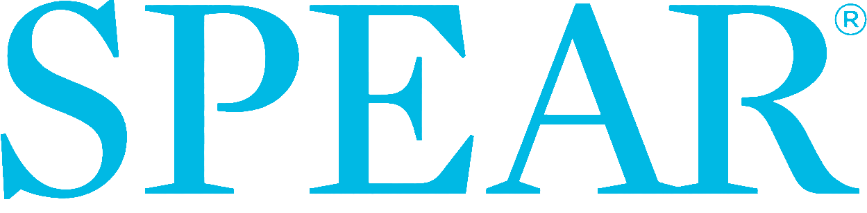 The image features a logo with the word  SPEAR  in uppercase letters, followed by the name  SPEARS  beneath it. The logo is set against a beige background and appears to be a photograph of a physical object, possibly a branded item or signage.