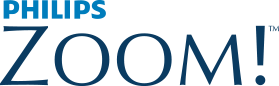 The image is a digital graphic featuring the Philips logo with the word  Zoom  in bold, capital letters below it. It appears to be an advertisement or promotional material for the Philips brand, specifically highlighting their zoom feature or product.